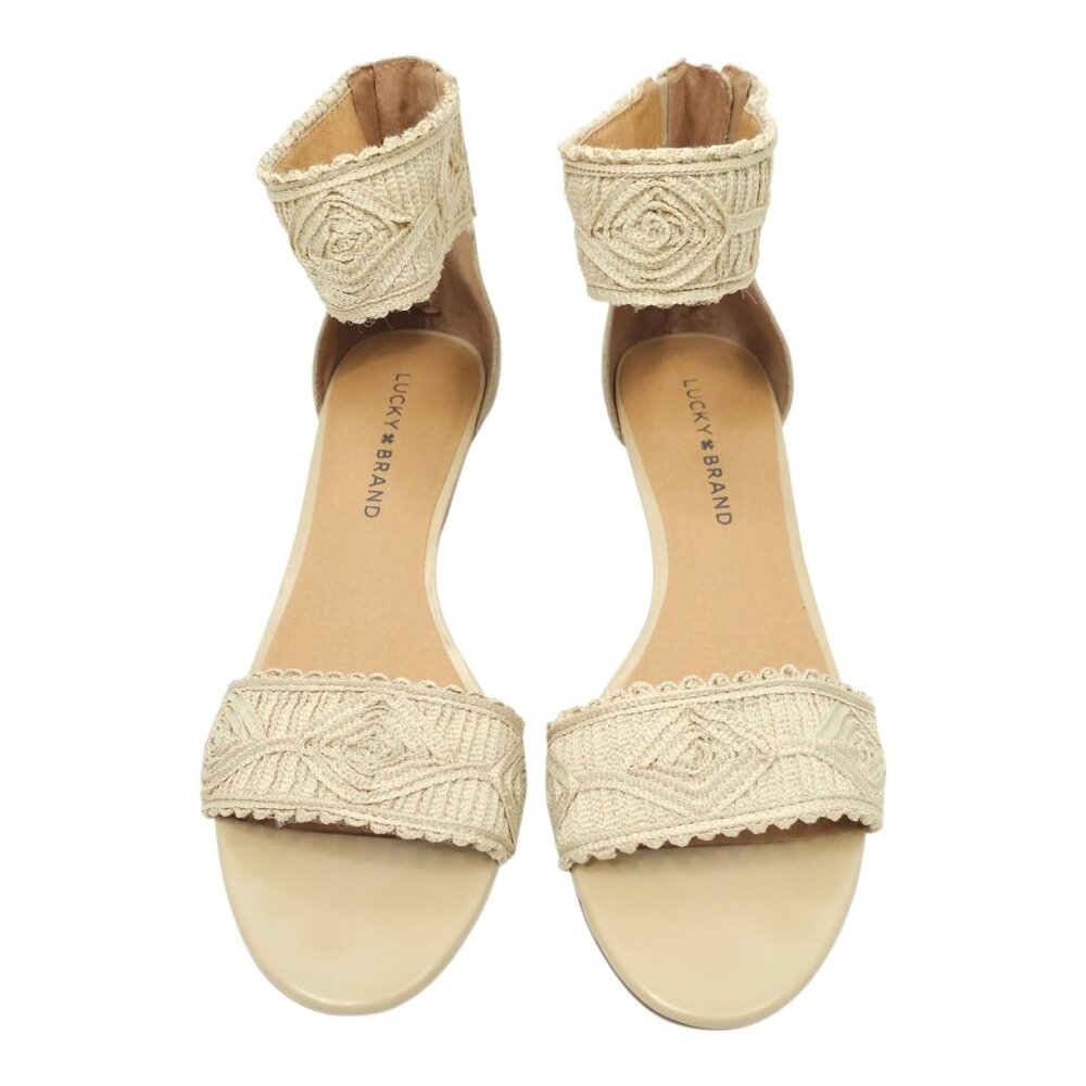 Lucky Brand Joshelle Wedge Heel Sandal Women 8.5 M Ankle Strap Zipper Back - Picture 3 of 15